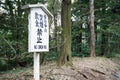 Kyoto,Japan - Mar 12 2016 : White signboard japanese font and english language message no smoking in park