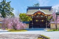 Daikakuji Temple with Beautiful full bloom cherry blossom garden in spring time