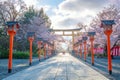 Hirano-jinja is the site of a cherry blossom festival annually since 985 during the reign of Emperor Royalty Free Stock Photo