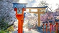 Hirano-jinja is the site of a cherry blossom festival annually since 985 during the reign of Emperor Royalty Free Stock Photo