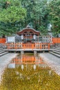 Inoue-sha or Mitarashi Sha small shrine and Mitarashi-no-ike pond. Kyoto, Japan
