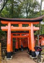 Red Torii Gates at Fushimi Inari Taisha, a Shinto Shrine in Kyoto Royalty Free Stock Photo