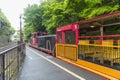 Kyoto, Japan - March 2016: Romantic train stopping at Torokko Ar