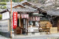 Small japanese buddhist shrine entrance and facade in Kyoto