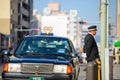 Kyoto, Japan - March 28, 2015 : Taxi driver waiting customers in Kyoto