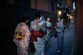 Visitor wearing traditional Japanese kimono