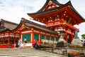 KYOTO,JAPAN - 18 May, 2015: Fushimi Inari Taisha Shrine in Kyoto, Japan with beautiful red gate and japanese garden. Red Royalty Free Stock Photo