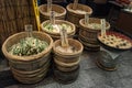 Kyoto, Japan - Preserved vegetables for sale at Nishiki Market Royalty Free Stock Photo