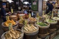 Kyoto, Japan - Preserved vegetables for sale on the Nishiki mark Royalty Free Stock Photo