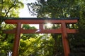 Kyoto, Japan - May 18, 2017: Torii gate of the Yasaka jinja shrine in Kyoto Royalty Free Stock Photo