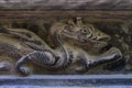 Kyoto, Japan - May 18, 2017: Wood carved dragon to protect the t