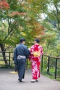 Japanese girl in kimono dress at Kiyomizu temple  in Kyoto, Japan Royalty Free Stock Photo