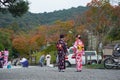Japanese girl in kimono dress at Kiyomizu temple  in Kyoto, Japan Royalty Free Stock Photo