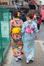 Japanese girl in kimono dress at Kiyomizu temple Royalty Free Stock Photo