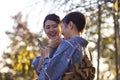 Japanese Ladies Posing in Geisha Kimono and taking Pictures At One of the Kyoto Streets, Japan Royalty Free Stock Photo