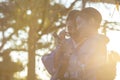 KYOTO, JAPAN -  NOVEMBER, 8, 2019: Japanese Ladies Posing in Geisha Kimono and taking Pictures At One of the Kyoto Streets, Japan Royalty Free Stock Photo