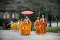 KYOTO, JAPAN - NOVEMBER 25: Japanese Monk in Daigo-ji temple, Japan on November 25, 2015. Unidentified group of japanese