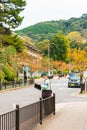 KYOTO, JAPAN - NOVEMBER 7, 2017: A masked man in a city street. Copy space for text. Vertical. Royalty Free Stock Photo