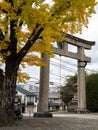 Torii gates at the entrance to Toyokuni shrine with fall colors - Kyoto, Japan Royalty Free Stock Photo