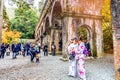 KYOTO, JAPAN - November 29, 2015 : Tourists dress Kimono visit N