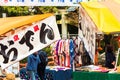 KYOTO, JAPAN - NOVEMBER 7, 2017: View on the white banner against the background of the local market. Close-up.