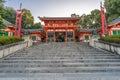 Yasaka Jinja Shinto shrine, Nishiromon (West main Gate). Early morning without people