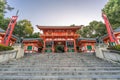 Yasaka Jinja Shinto shrine, Nishiromon (West main Gate). Early morning without people