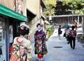 KYOTO, JAPAN - OCT 21 2012: Japanese ladies in traditional dress