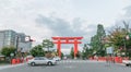 KYOTO, JAPAN - OCTOBER 08, 2015: Heian Shrine Torii Gate, Kyoto, Japan Royalty Free Stock Photo