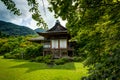 Japanese House Shrine Okochi Sanso Botanical Japanese Garden Royalty Free Stock Photo