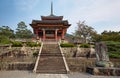 The stairs to the West Gate Sei-mon to the Kiyomizu-dera Temple. Kyoto. Japan Royalty Free Stock Photo