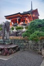 West gate and three-storied pagoda on the hill at Kiyomizu-dera temple. Kyoto, Japan Royalty Free Stock Photo