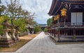 The alley along the Shaden Sanctuary of Kitano Tenmangu shrine. Kyoto. Japan Royalty Free Stock Photo