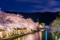 Kyoto, Japan on the Okazaki Canal during the spring cherry blossom season Royalty Free Stock Photo