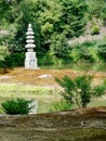 View of the White Snake Mound or White Snake Pagoda Hakuja-no-Tsuka at Kinkaku-ji temple