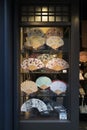 Kyoto, Japan - Shop window with hand fans