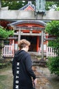 Kyoto, Japan - 03.17.20 Street life portrait of amazing fashion tennager.