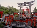 View of a little Shrine dedicated to Benzaiten at Fushimi Inari trail in Kyoto