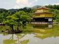 View of the majestic Kinkaku-ji Golden Pavilion temple in Kyoto