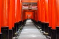 Red Tori Gates line the pathways of the Fushimi Inari Shrine, Kyoto