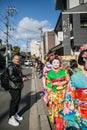 2012 in Kyoto, Japan, Unidentified beautiful women in traditional japanese clothes kimono walking along the street for being seen