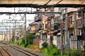 Japan Railways Uzumasa station train rail tracks in Kyoto, Japan Royalty Free Stock Photo