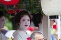 KYOTO - JULY 24: Unidentified Maiko girl (or Geiko lady) on parade of hanagasa in Gion Matsuri (Festival) held on July 24 2014 inK Royalty Free Stock Photo