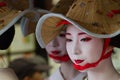 KYOTO - JULY 24: Unidentified Maiko girl (or Geiko lady) on parade of hanagasa in Gion Matsuri (Festival) held on July 24 2014 in Royalty Free Stock Photo