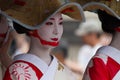 KYOTO - JULY 24: Unidentified Maiko girl (or Geiko lady) on parade of hanagasa in Gion Matsuri (Festival) held on July 24 2014 in