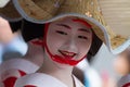 KYOTO - JULY 24: Unidentified Maiko girl (or Geiko lady) on parade of hanagasa in Gion Matsuri (Festival) held on July 24 2014 in Royalty Free Stock Photo