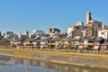 Kyoto Kamo river Kamogawa river side view, Kyoto, Japan Royalty Free Stock Photo