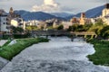 Kyoto, Kamo river and Mt Hiei, Japan Royalty Free Stock Photo
