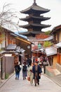 Kyoto kimono tourists Royalty Free Stock Photo