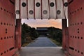 Kyoto Ninnaji temple gate at sunset
